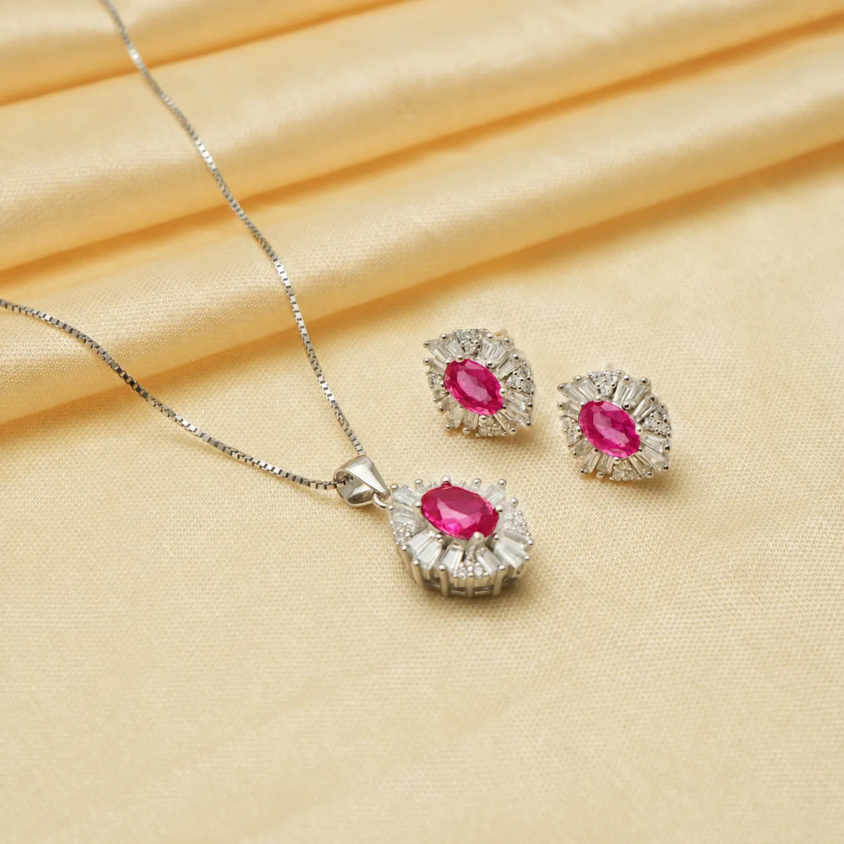 925 Silver Royal Ruby Sparkle Set