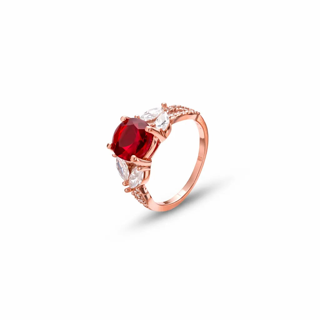 925 Silver Ruby Bloom Ring - 925 sterling silver ring by Tassya Silver