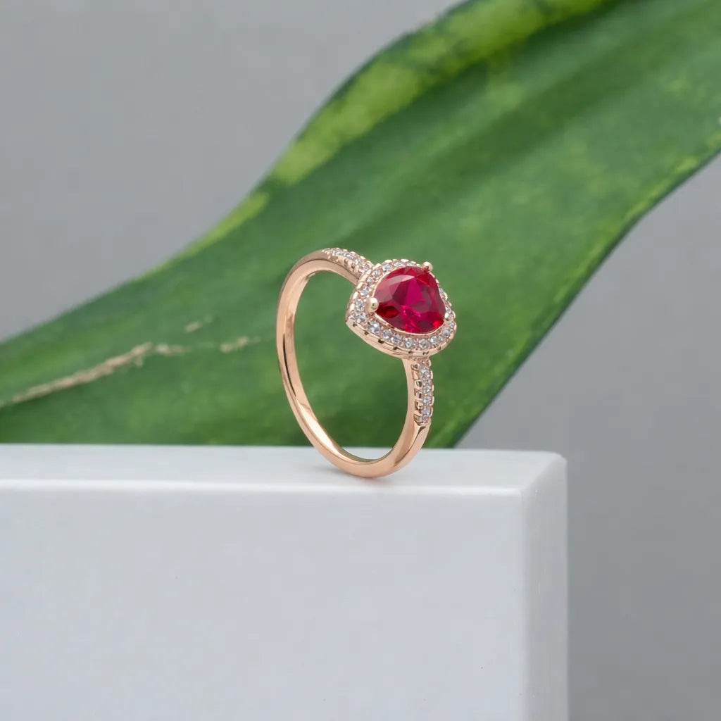 925 Silver HeartGlow Ruby Ring - 925 sterling silver ring by Tassya Silver