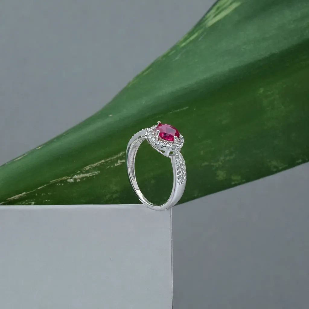 925 Silver Ruby Glow Ring - 925 sterling silver ring by Tassya Silver