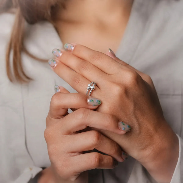 925 Silver Dewdrop Trio Ring