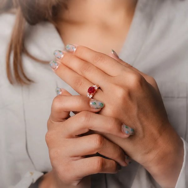 925 Silver Ruby Bloom Ring