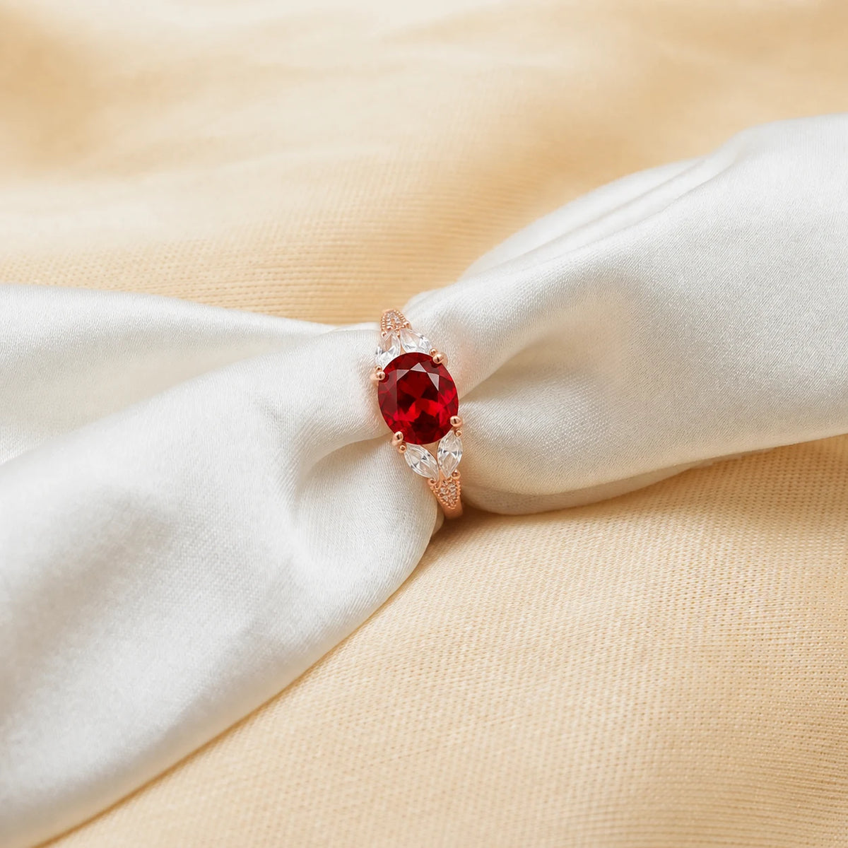 925 Silver Ruby Bloom Ring