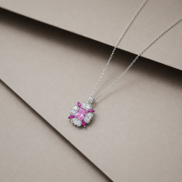 925 Sterling Silver Pink Royale Chain Pendant