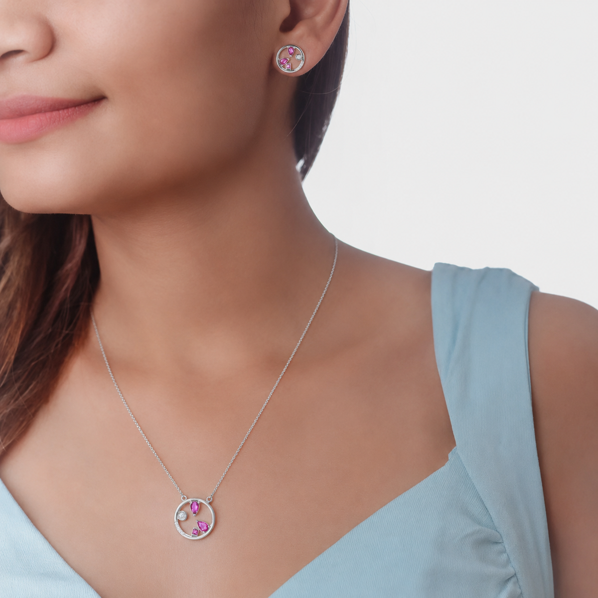 925 Silver Rosé Orbit Chain pendant top - 925 sterling silver pendant by Tassya Silver