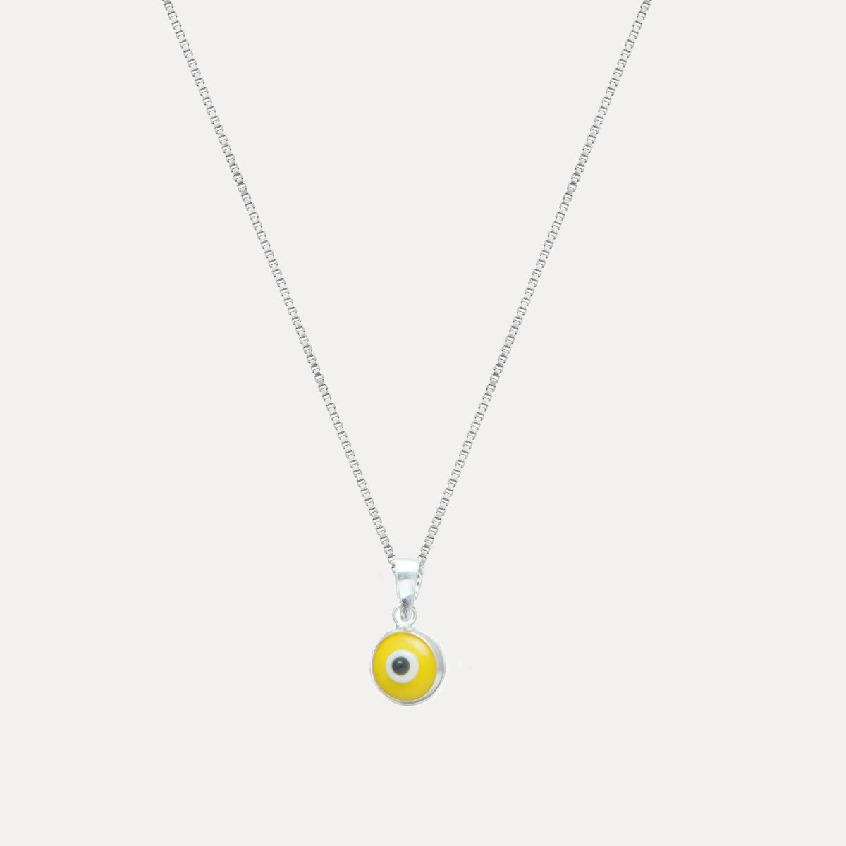 925 Silver Yellow Nazar Protection Chain Pendant - 925 sterling silver pendant by Tassya Silver