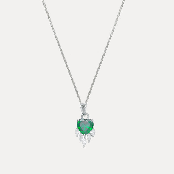 925 Silver Emerald Heart Pendant