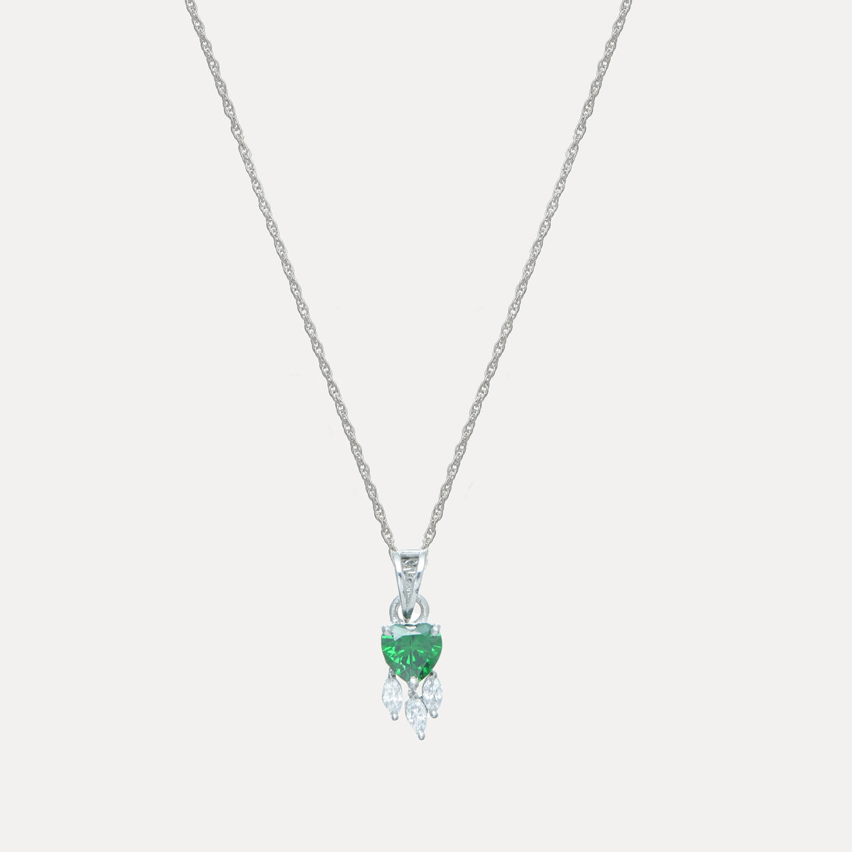 925 Silver Emerald Heart Pendant - 925 sterling silver pendant by Tassya Silver