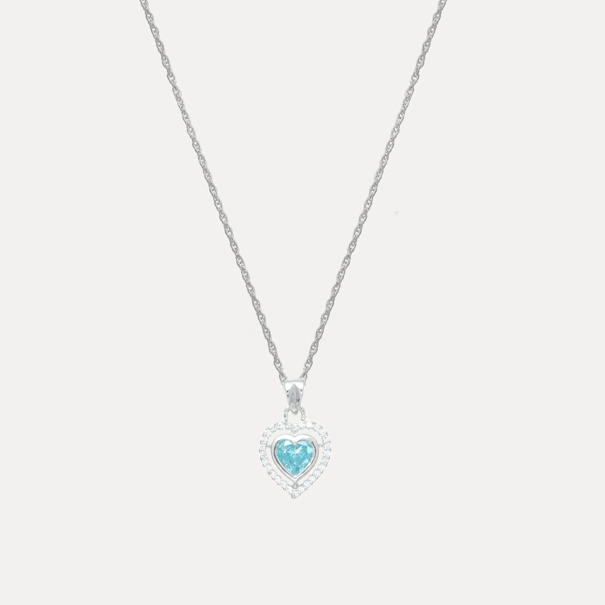925 Silver Aqua Heart Pendant - 925 sterling silver pendant by Tassya Silver