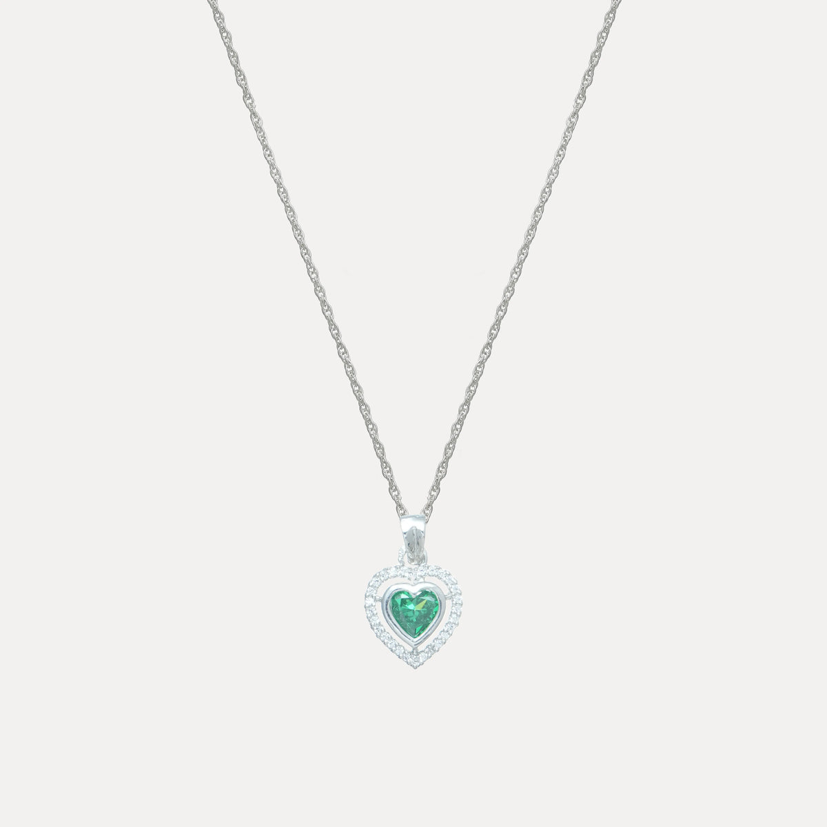 925 Silver Emerald Heart Pendant - 925 sterling silver pendant by Tassya Silver