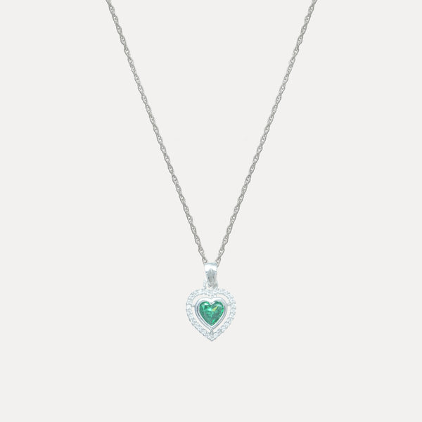925 Silver Emerald Heart Pendant
