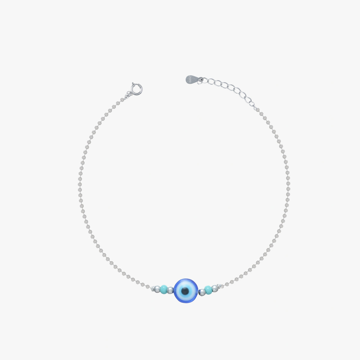 925 Silver Blue Evil Eye Anklet - 925 sterling silver anklet by Tassya Silver