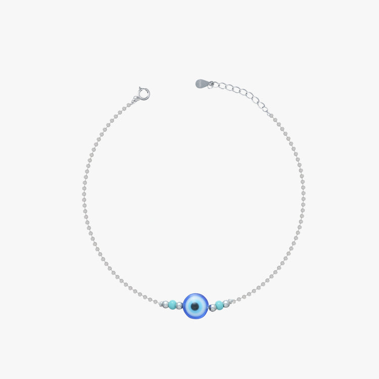 925 Silver Blue Evil Eye Anklet - 925 sterling silver anklet by Tassya Silver