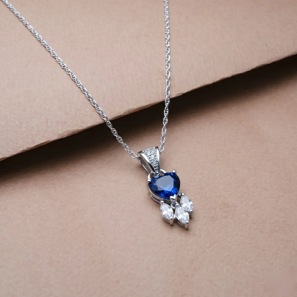 925 Silver Blue Heart Drop Pendant
