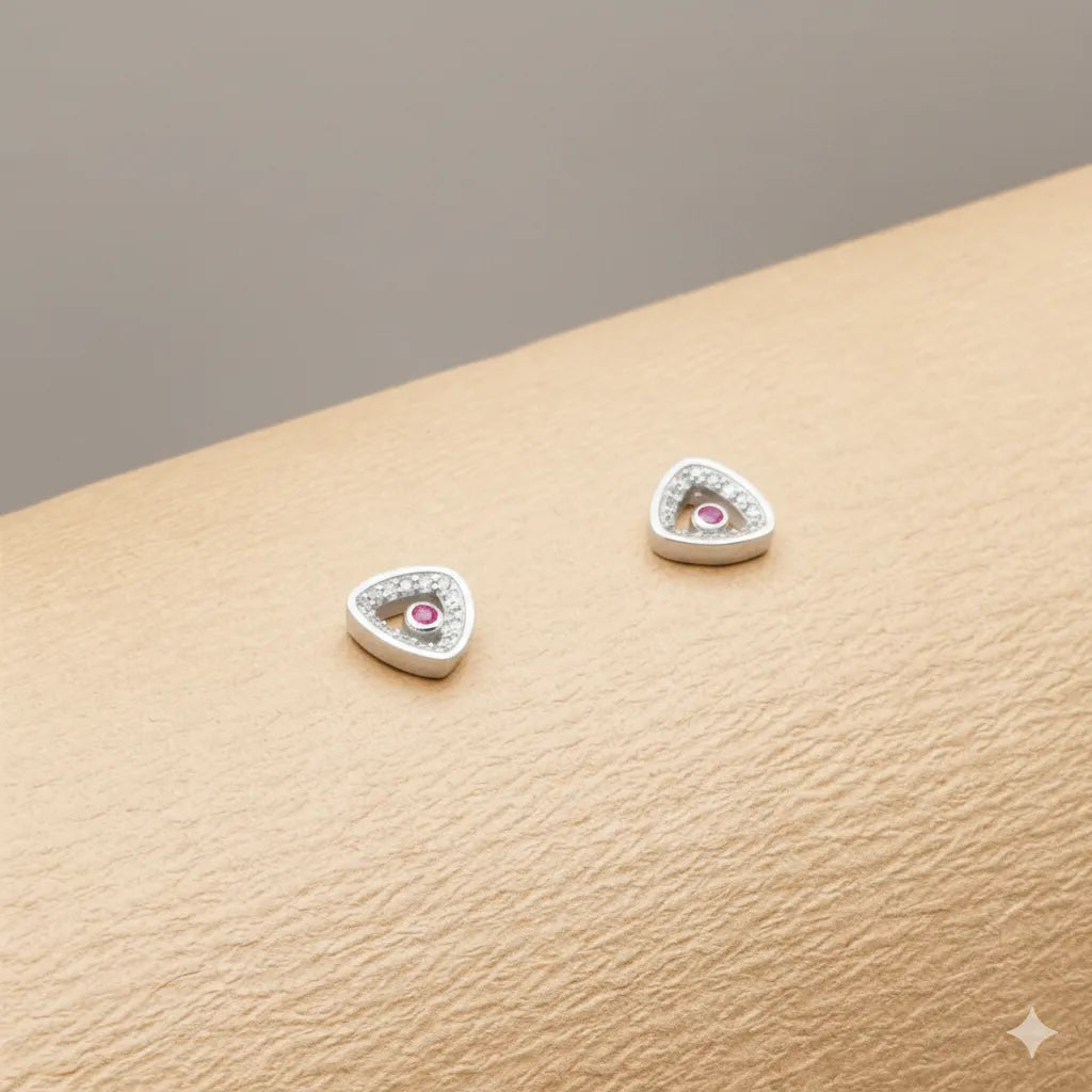 925 Silver Pink Glow Halo Studs - 925 sterling silver earrings by Tassya Silver
