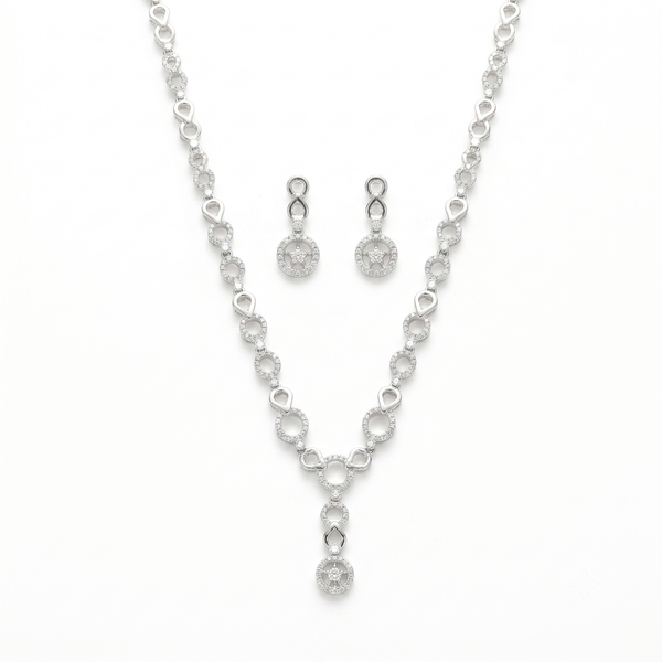 925 Silver Circle Necklace Set