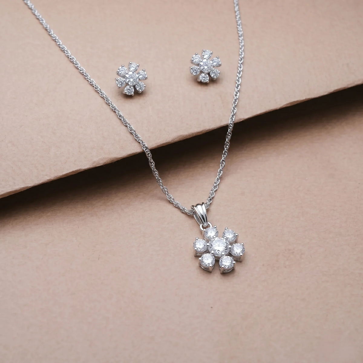 925 Silver Crystal Flower Spark Set
