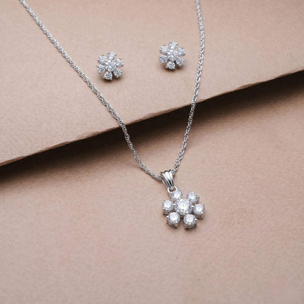 925 Silver Crystal Flower Spark Set