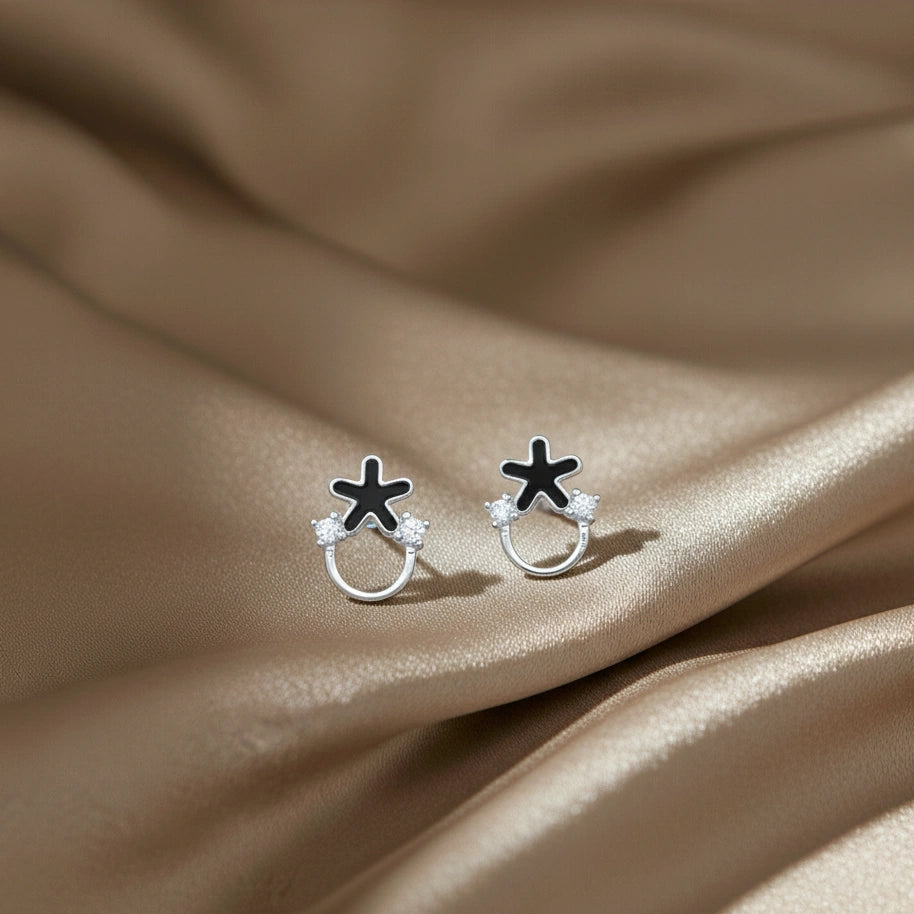 925 Silver Dark Star Crystal - 925 sterling silver earrings by Tassya Silver