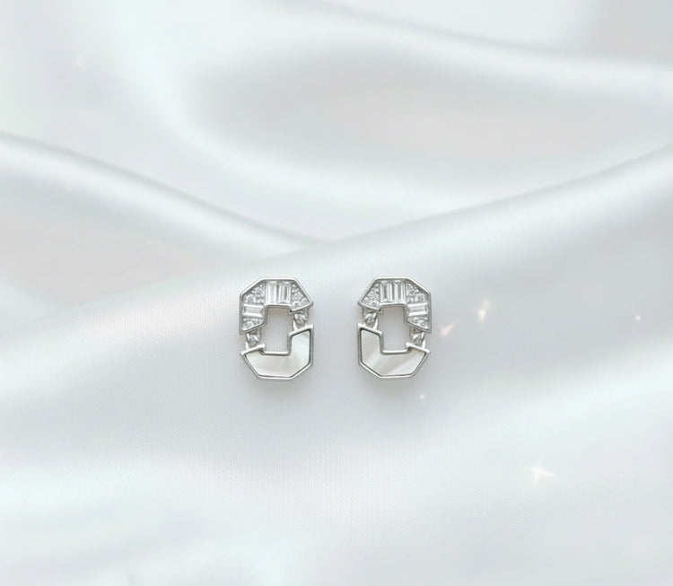 925 Silver Glacial Facet Studs - 925 sterling silver earrings by Tassya Silver