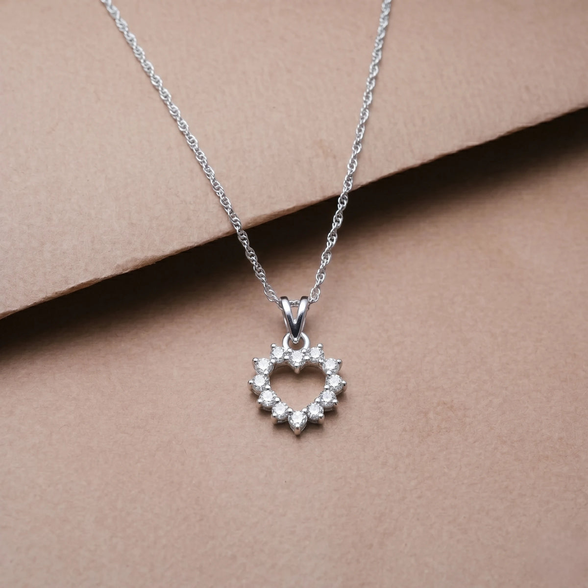 925 Silver Dainty Heart Crown Pendant