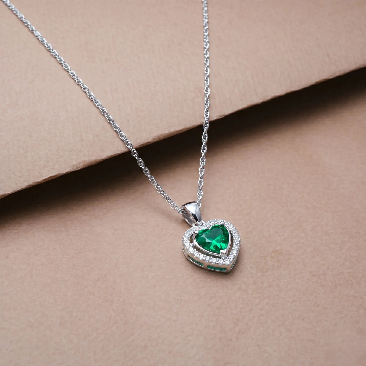 925 Silver Emerald Heart Pendant