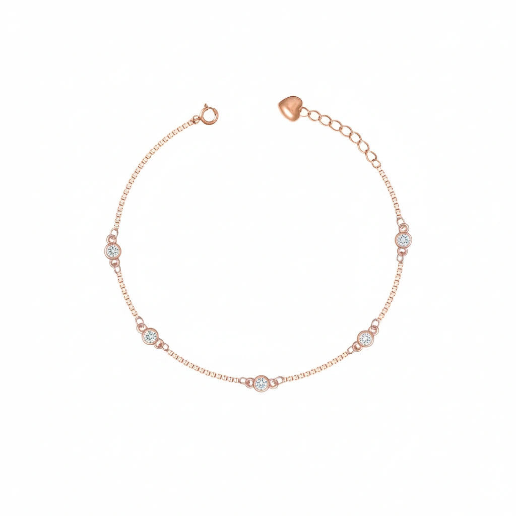 925 Silver Rose Gold Spark Circle Bracelet - 925 sterling silver bracelet by Tassya Silver