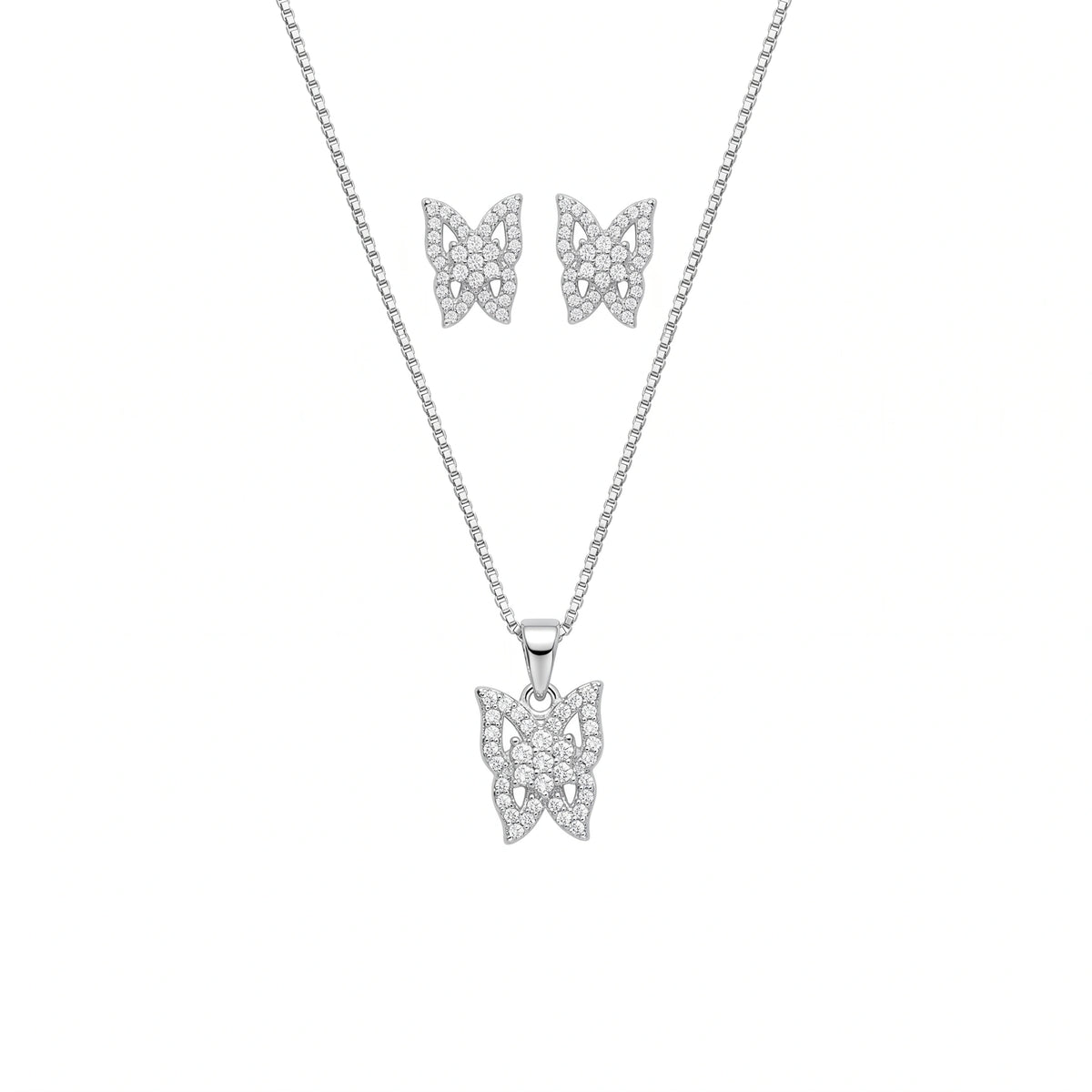925 Silver Flutter Glow Butterfly Earring Set - 925 sterling silver earrings by Tassya Silver