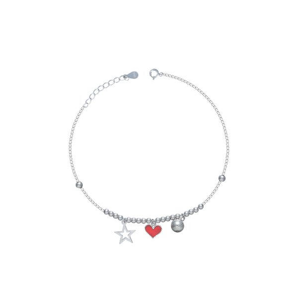 925 Silver Love Charm Anklet