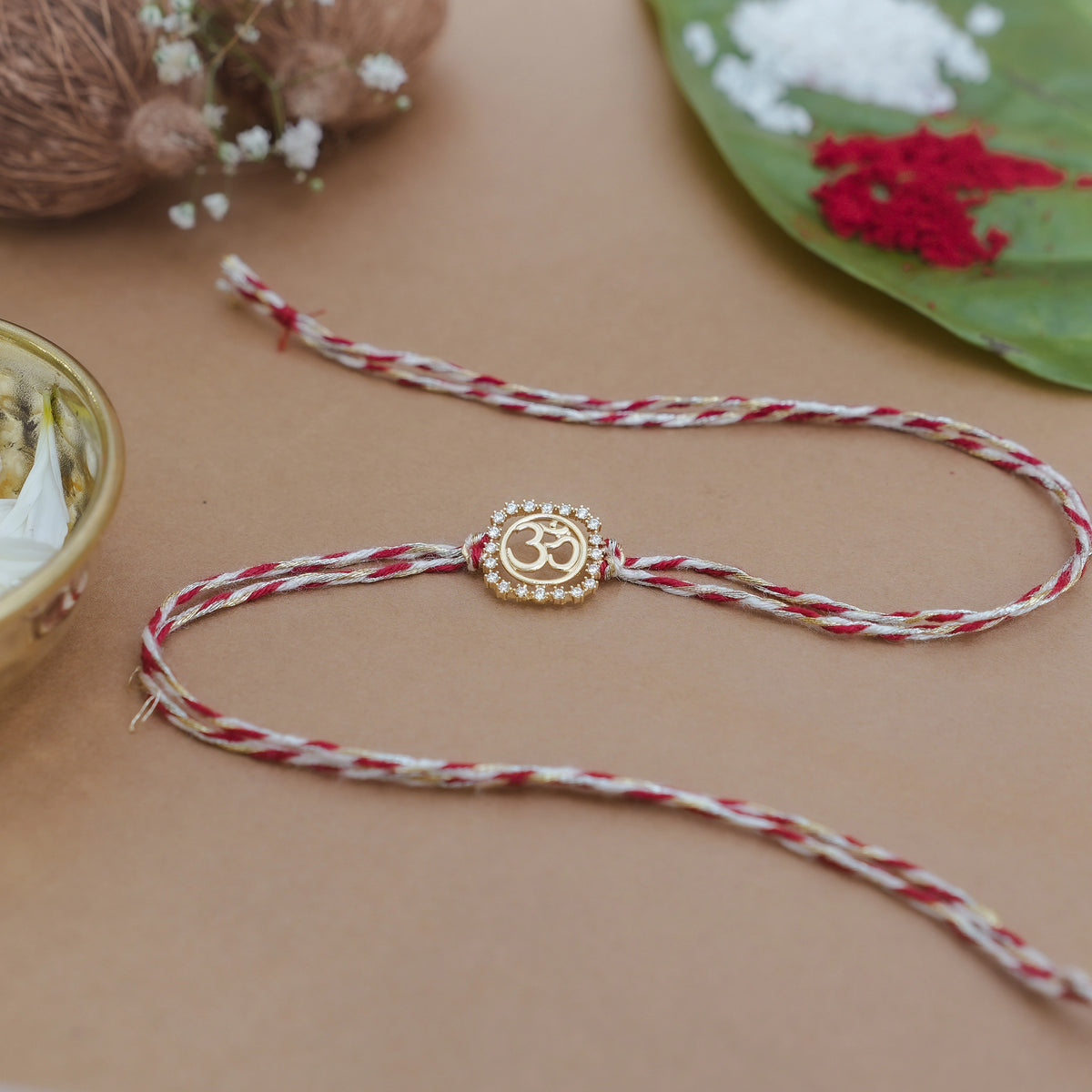 925 Silver Om Anand Red Thread Rakhi