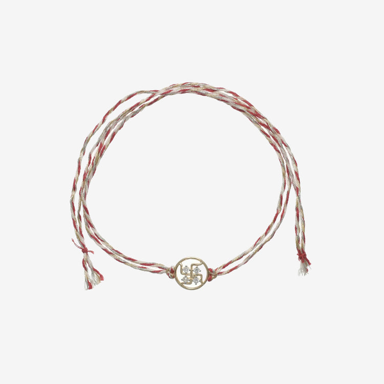 925 Silver Mangal Swastik Red Thread Rakhi