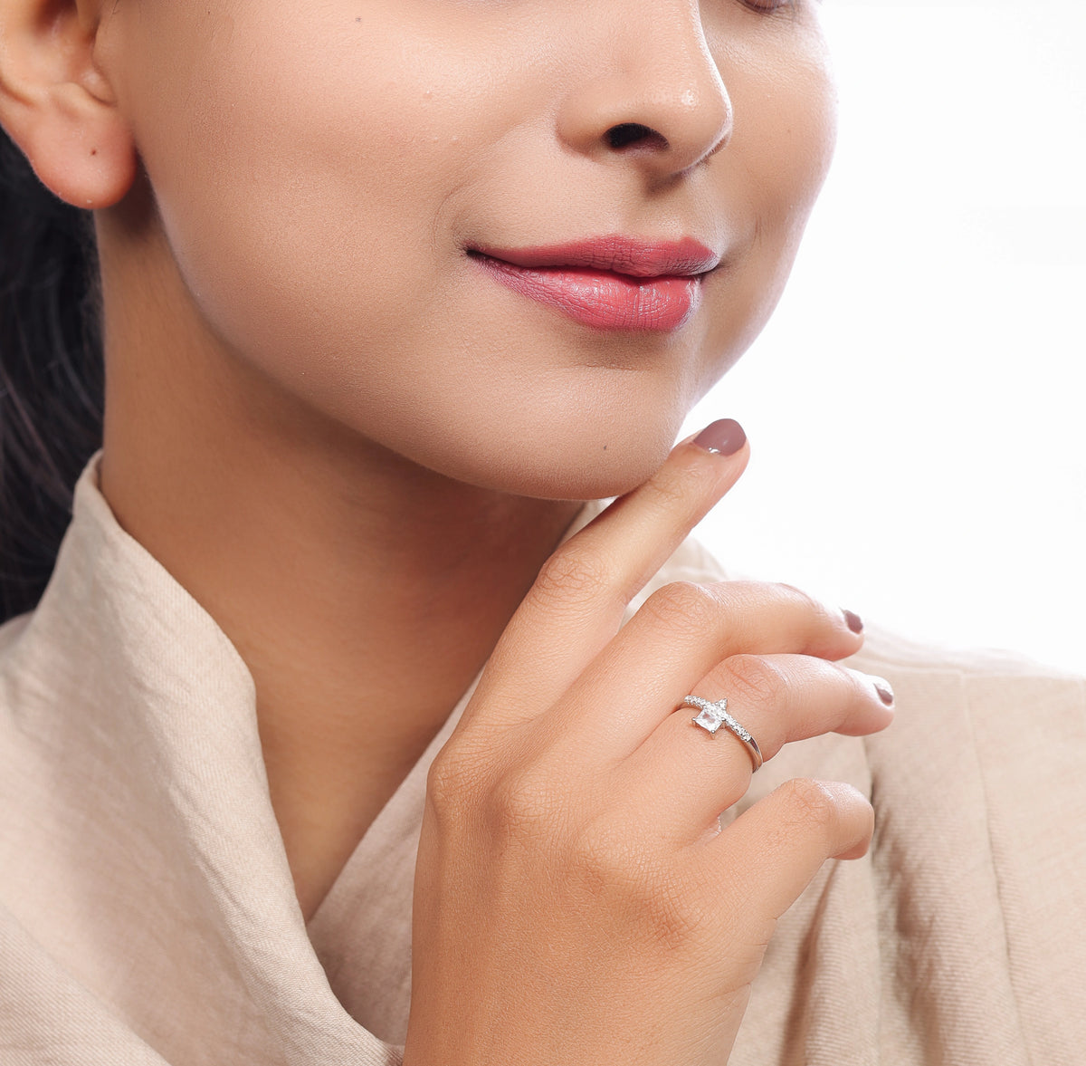 925 Silver Diamond Star Ring - 925 sterling silver ring by Tassya Silver