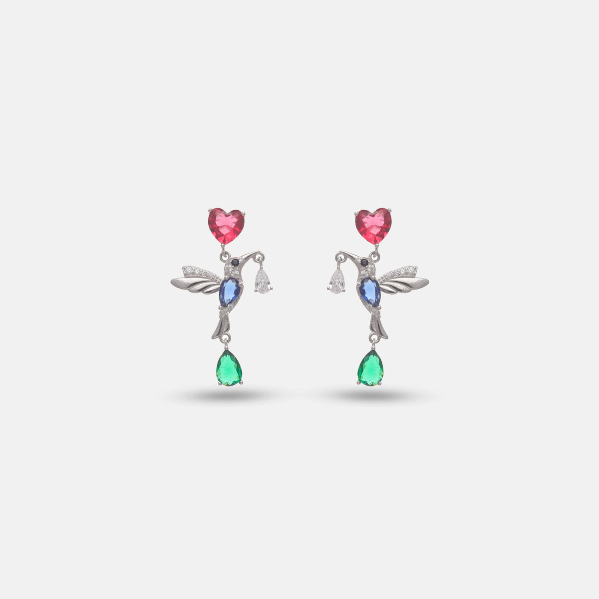 925 Silver Amour Hummingbird Earrings - 925 sterling silver earrings by Tassya Silver