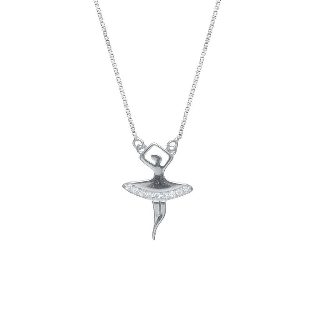 925 Silver Ballerina Sparkle Chain Pendant - 925 sterling silver pendant by Tassya Silver