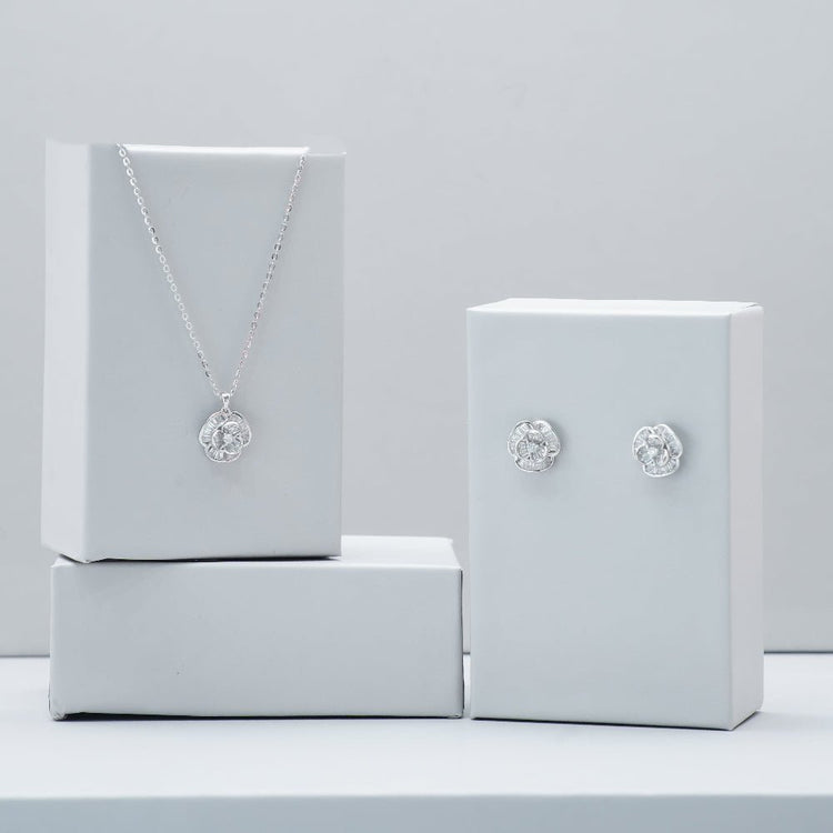 925 Silver Blossom Sparkle Chain Pendant Top - 925 sterling silver pendant by Tassya Silver