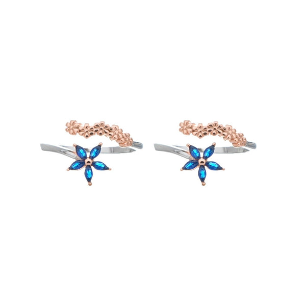 925 Silver Blue Breeze Toe Rings (Pack of 2)