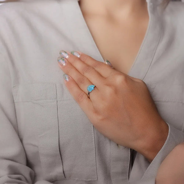 925 Silver Blue Peacock Charm Ring