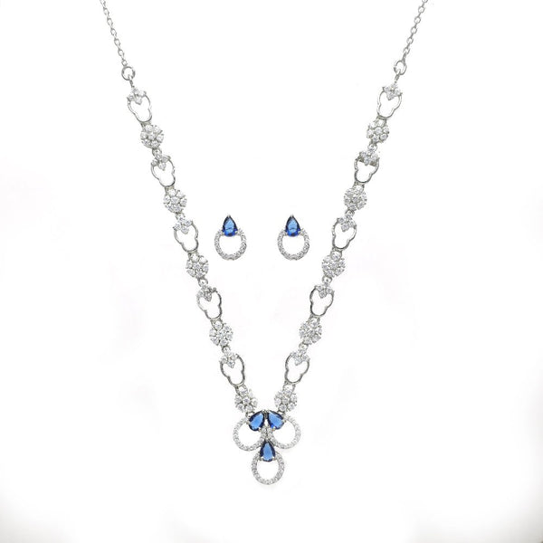 925 Silver Blue Stone Necklace Set