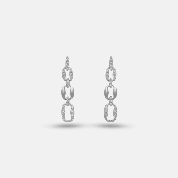 925 Silver Celeste Link Drop Hoop Earrings - 925 sterling silver earrings by Tassya Silver