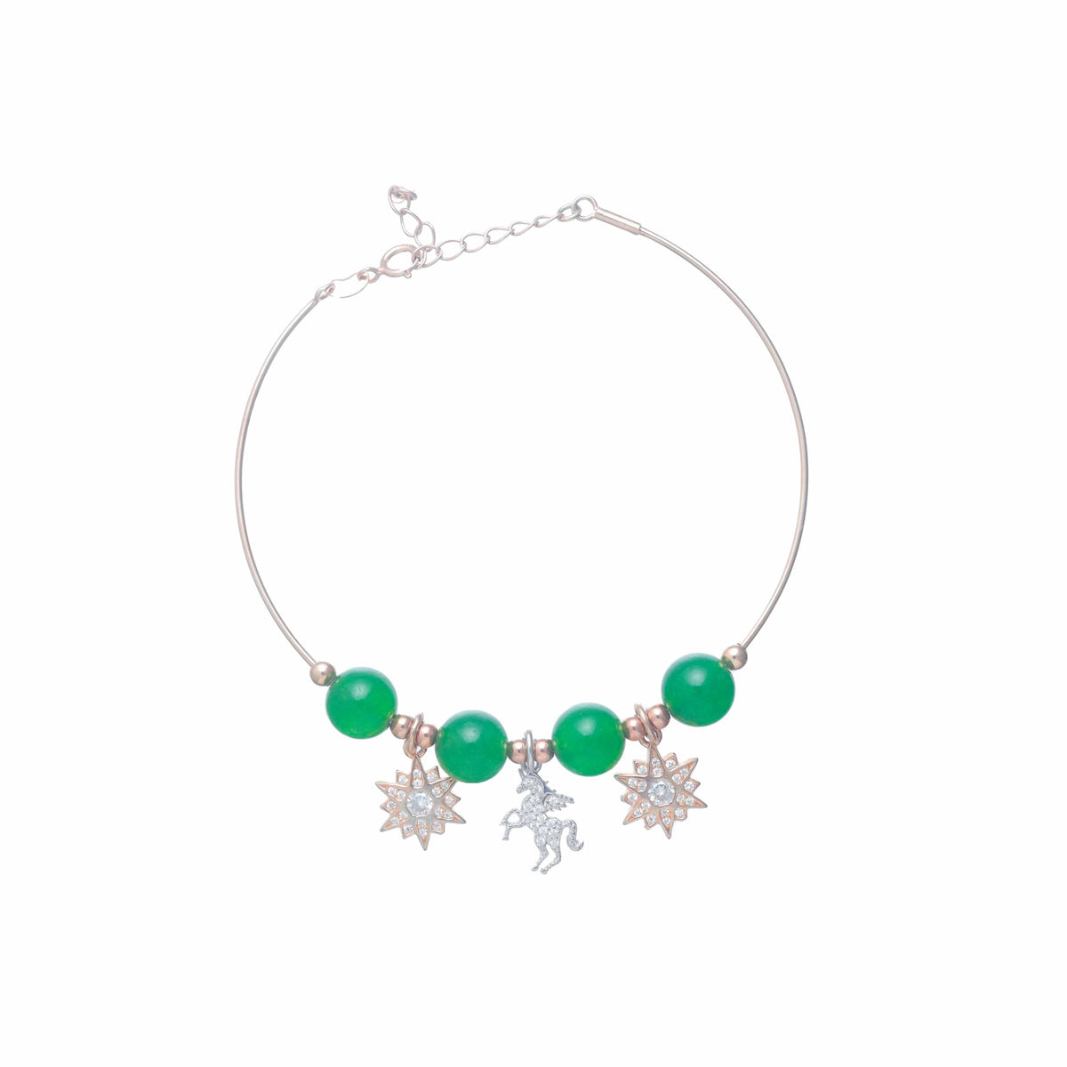 925 Silver Celestial Unicorn Charm Kada - 925 sterling silver bracelet by Tassya Silver