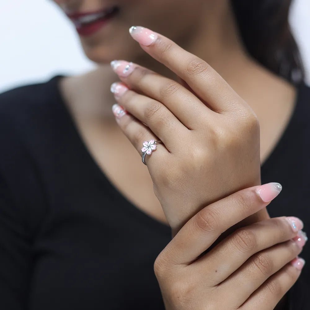 925 Silver Cherry Blossom Ring - 925 sterling silver ring by Tassya Silver
