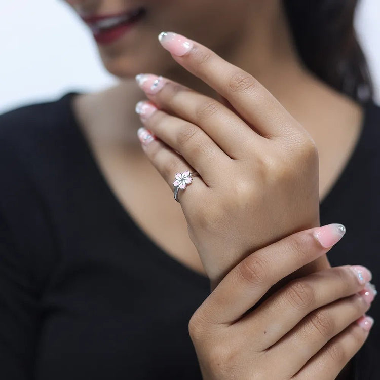 925 Silver Cherry Blossom Ring - 925 sterling silver ring by Tassya Silver