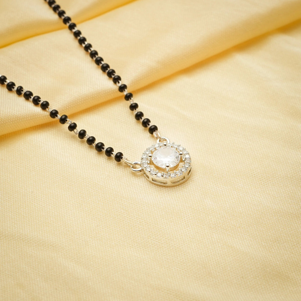 925 Silver Classic Halo Mangalsutra - 925 sterling silver mangalsutra by Tassya Silver