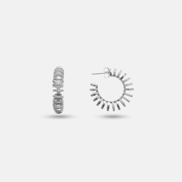 925 Silver Cosmo Orbit Hoop Earrings