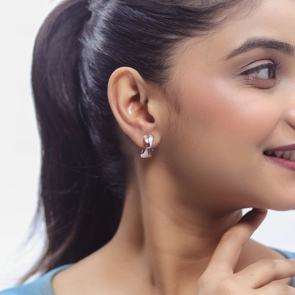925 Silver Crème Twist Hoop Earrings - 925 sterling silver earrings by Tassya Silver