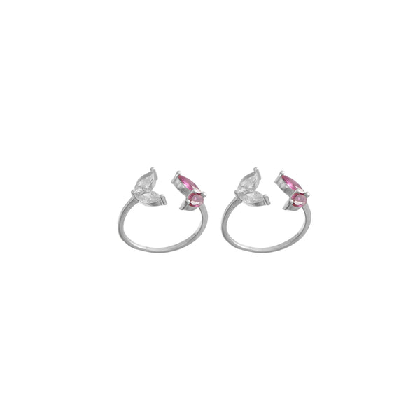 925 Silver Crystal Bloom Toe Rings (Pack of 2)