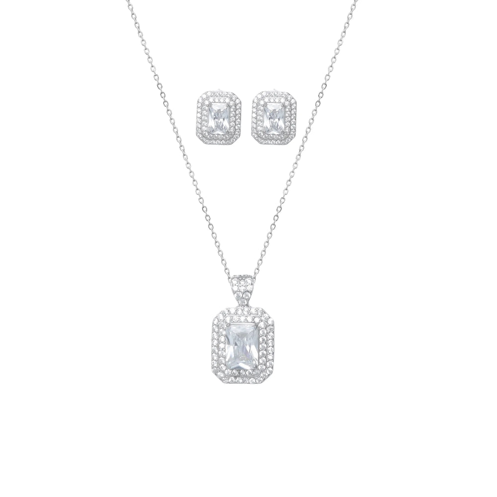 925 Silver Crystal Crowned Chain Pendant - 925 sterling silver pendant by Tassya Silver