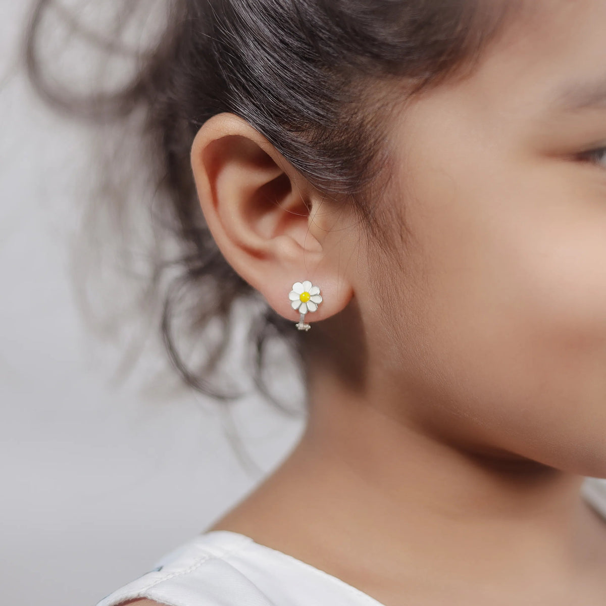 925 Silver Daisy Bloom Baby Hoops - 925 sterling silver earrings by Tassya Silver