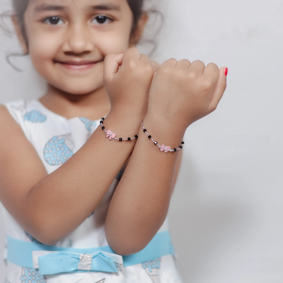 925 Silver Twin Blossom Nazar Bracelets - 925 sterling silver bracelet by Tassya Silver
