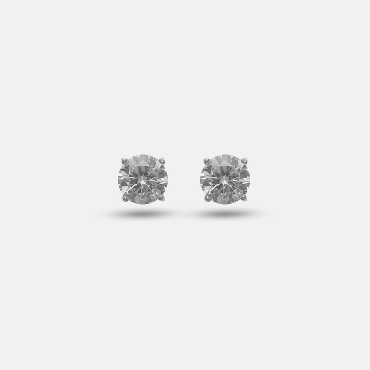 925 Silver Diamond Solitaire Studs - 925 sterling silver earrings by Tassya Silver